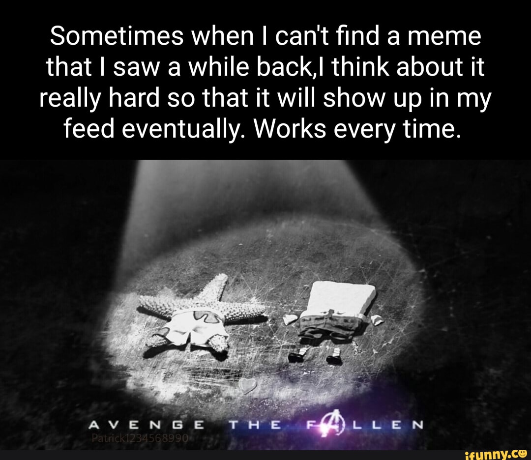 Sometimes when I can't find a meme that I saw a while back, think about ...