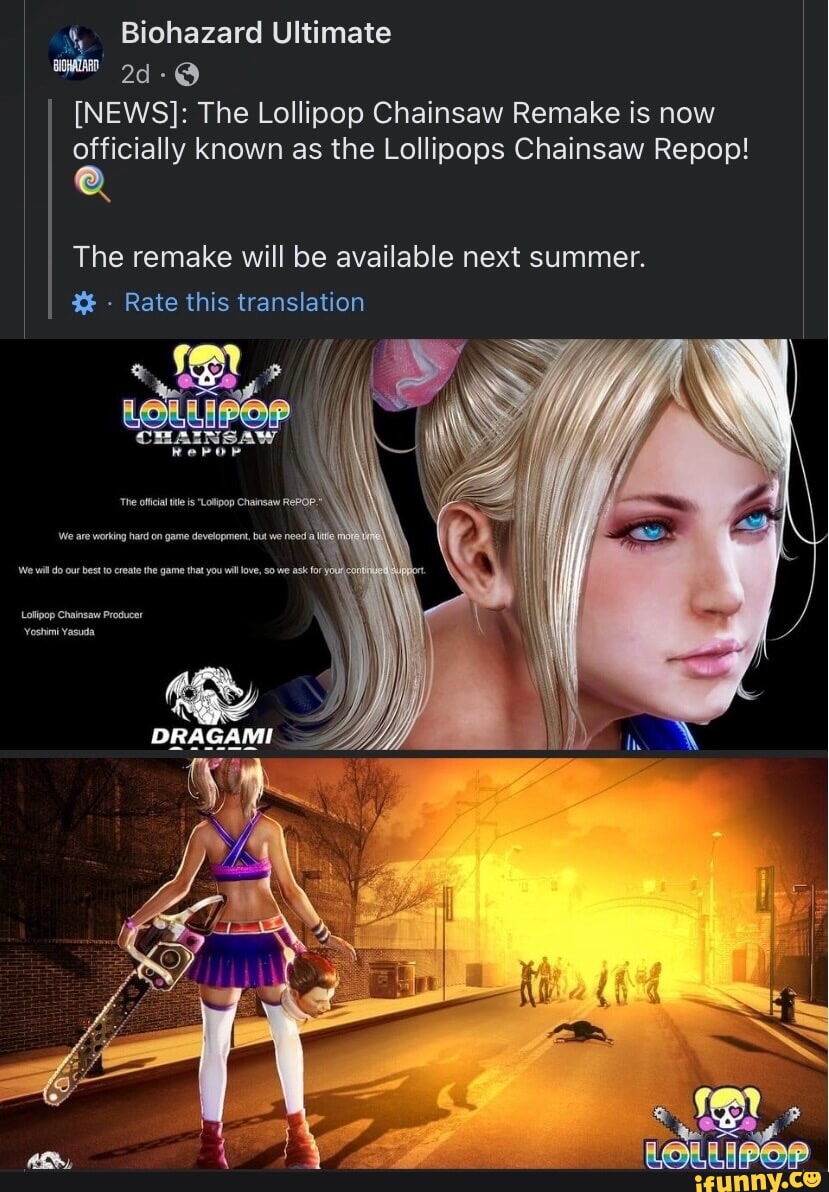 Biohazard Ultimate [NEWS] The Lollipop Chainsaw Remake is now