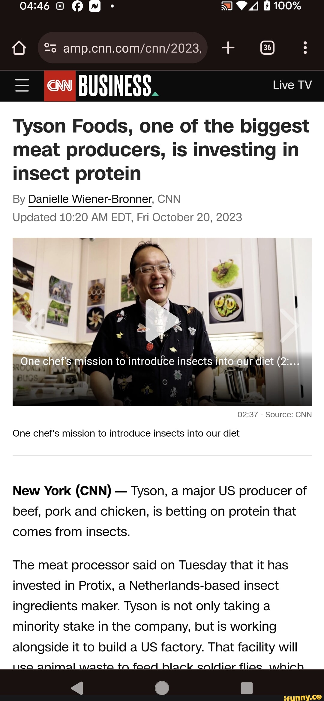 100% BUSINESS. Tyson Foods, one of the biggest meat producers, is ...