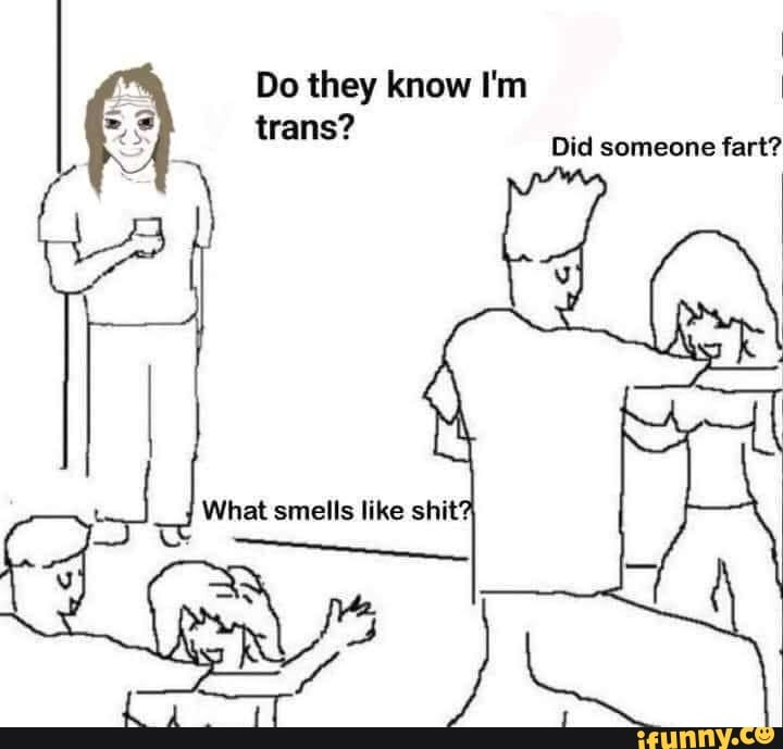 Do they know I'm trans? Did someone fart? What smells like shit' )