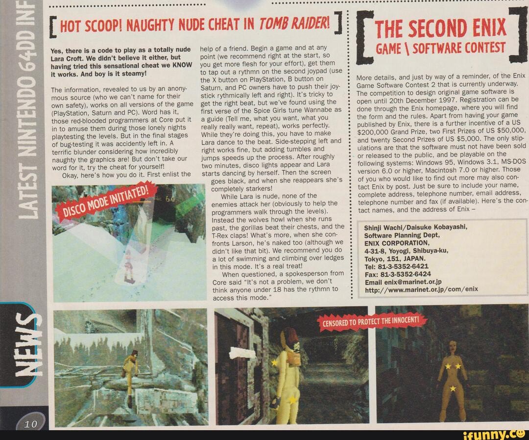 [ HOT SCOOP! NAUGHTY NUDE CHEAT IN TOMB RAIDER! ] Yes, there is a code to play as a totally nude