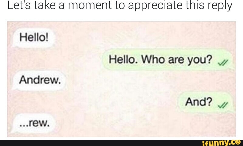Lets take a moment to appreciate this reply Hello! Hello. Who are you ...