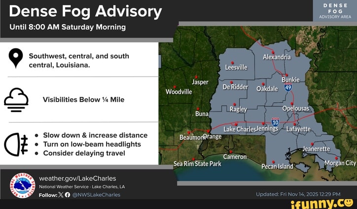 Dense Fog Advisory Until AM Saturday Morning 9 'Southwest, central, and ...