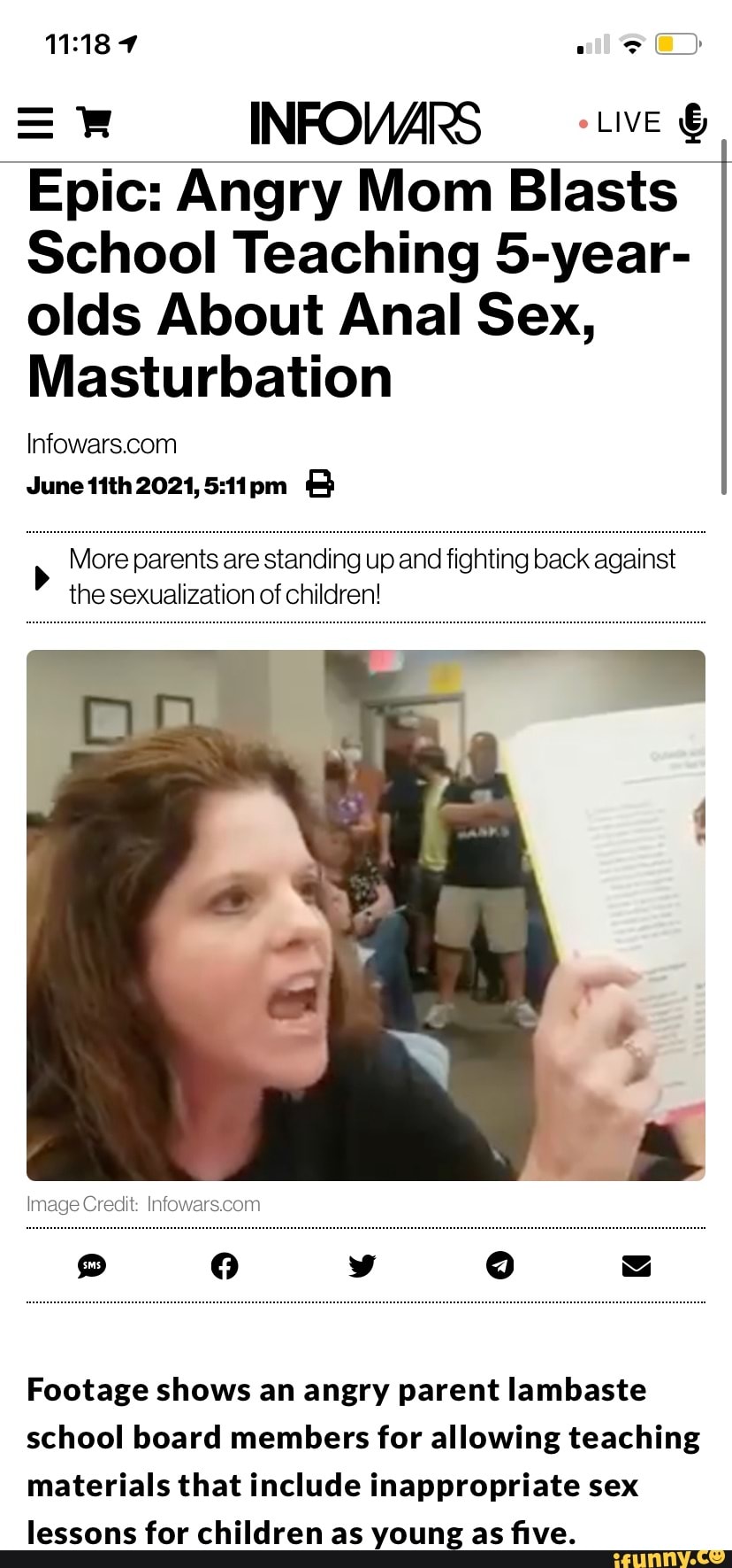 INFOUARS wee Epic: Angry Mom Blasts School Teaching 5-year- olds About Anal  Sex, Masturbation June