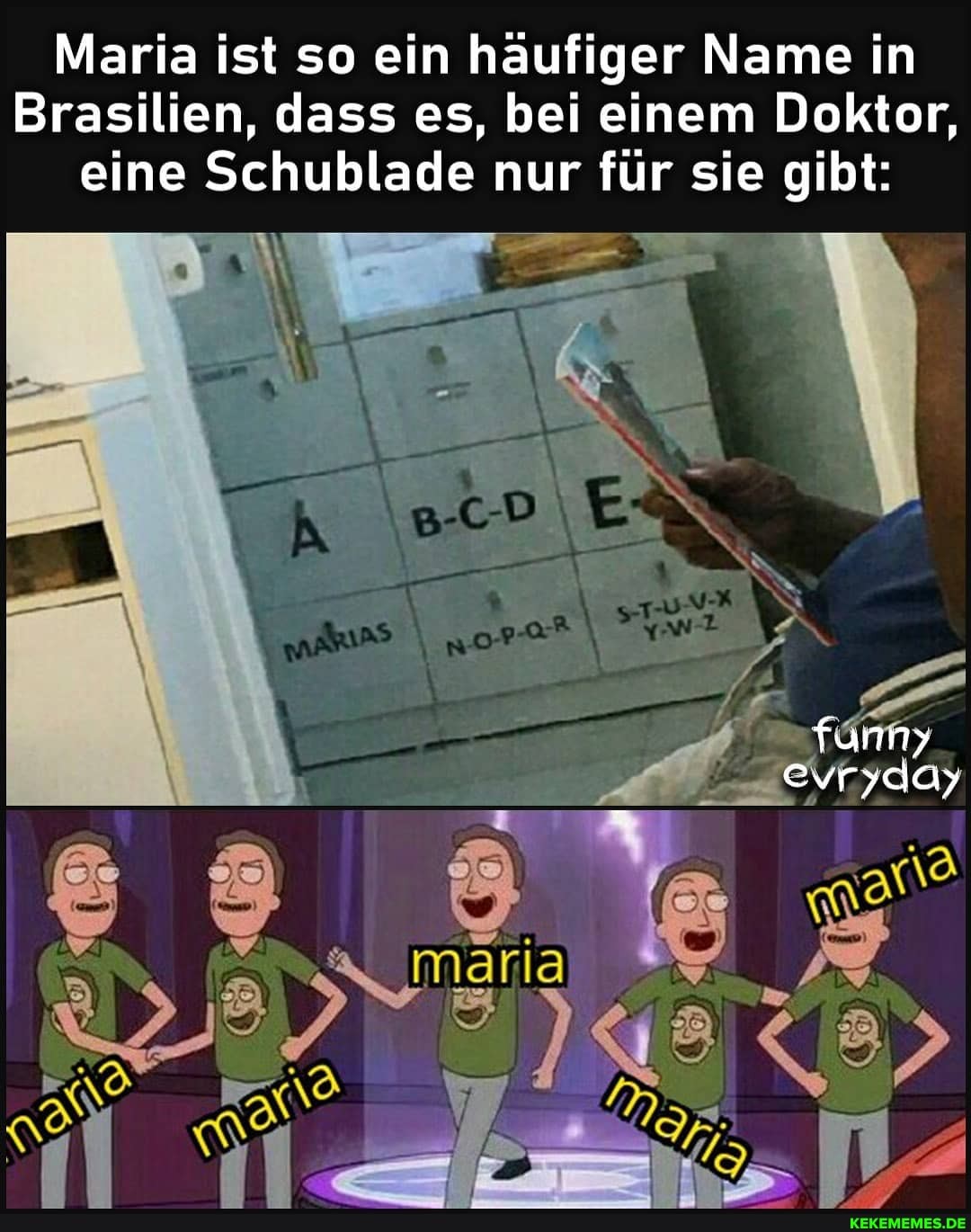 Maria ist so ein häufiger Name in
Brasilien, dass es, bei einem Doktor, eine Schublade nur für sie gibt:
funny
evryday