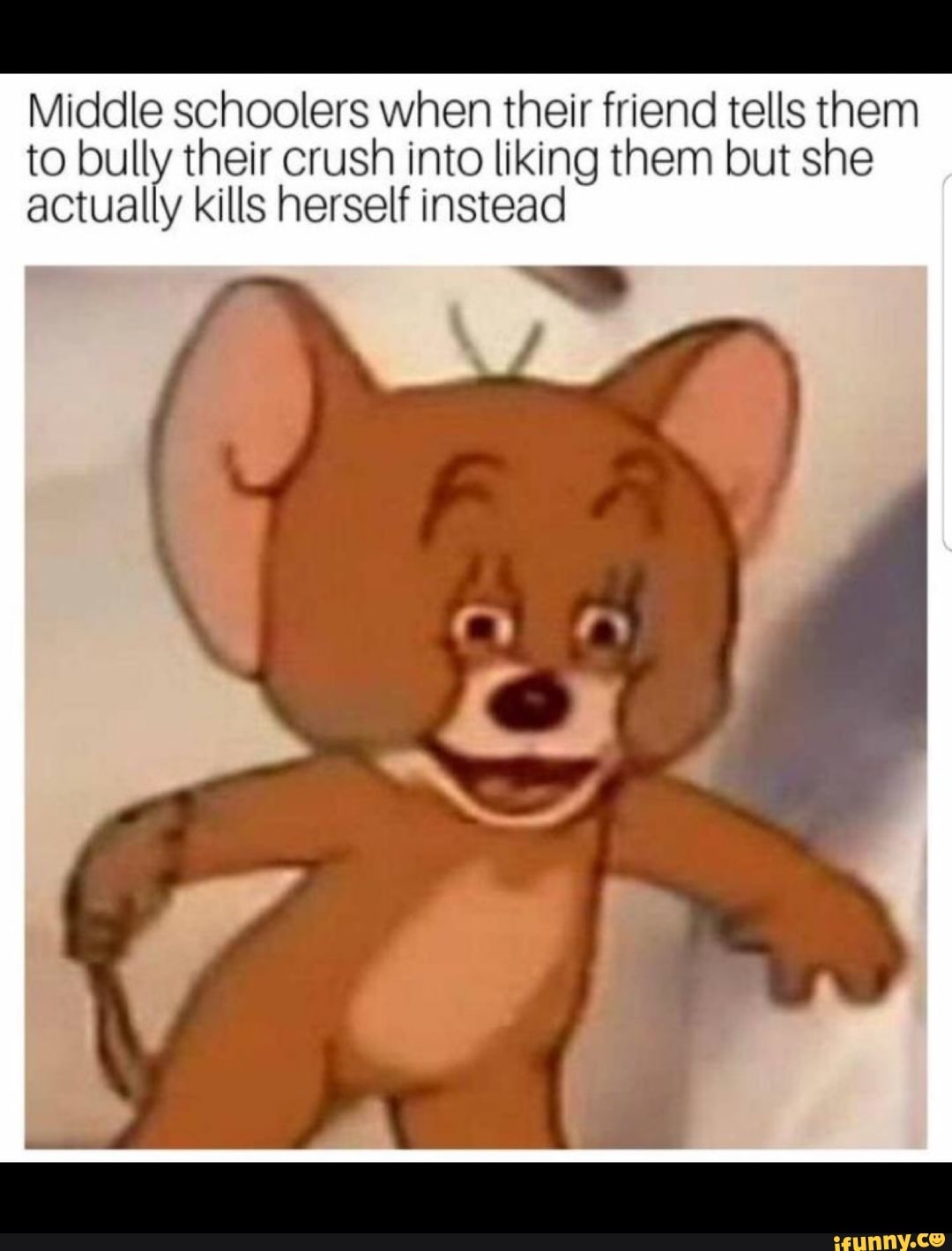 Middle schoolers when their friend tells them
to pai! their crush into liking them but she
y actually kills herself instead