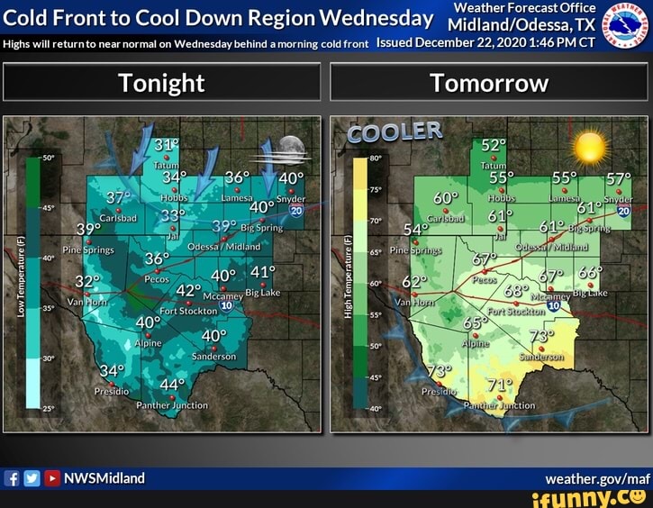 Weather Forecast Office Cold Front to Cool Down Region Wednesday TX