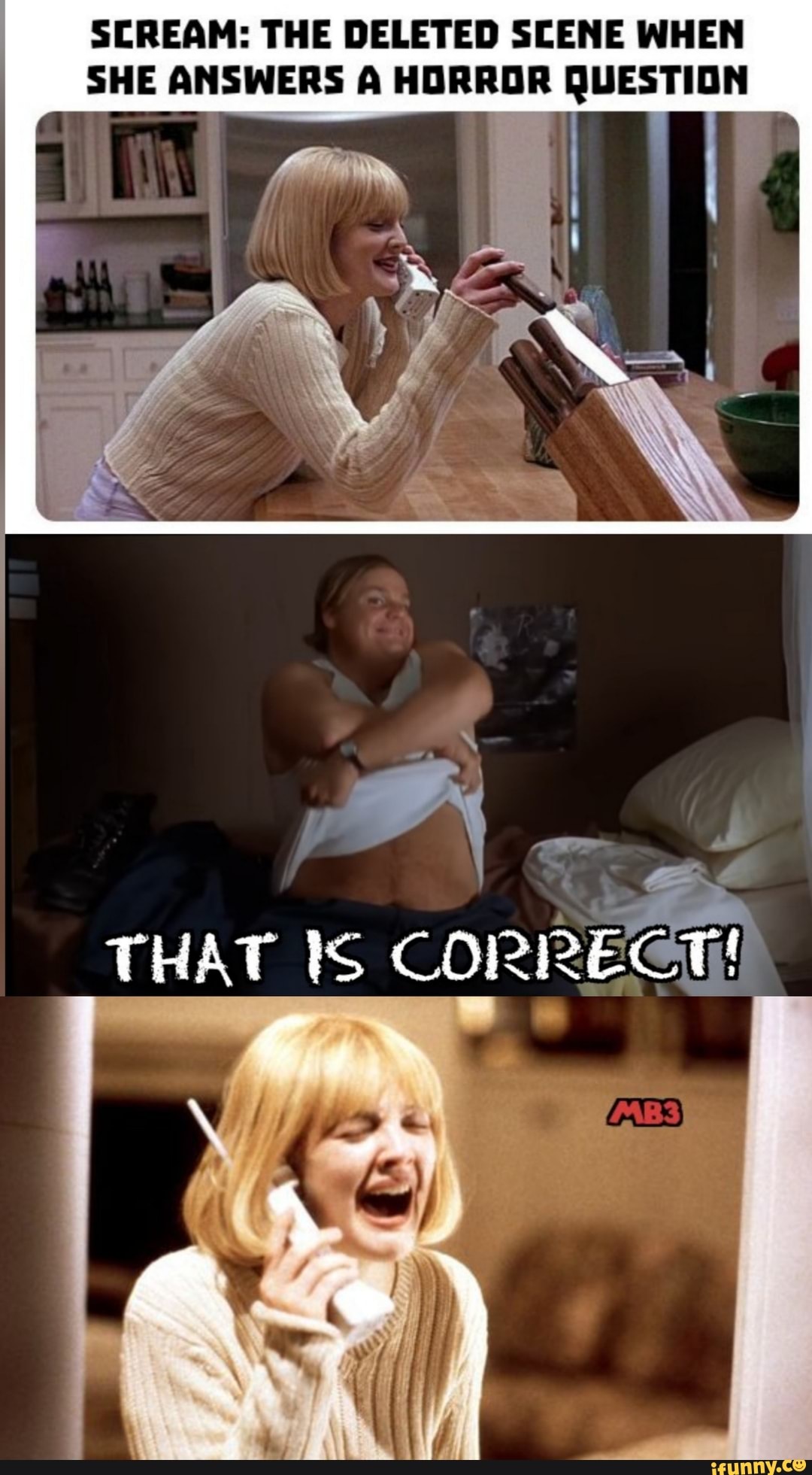 SCREAM: THE DELETED SCENE WHEN SHE ANSWERS A HORROR QUESTION
THAT IS