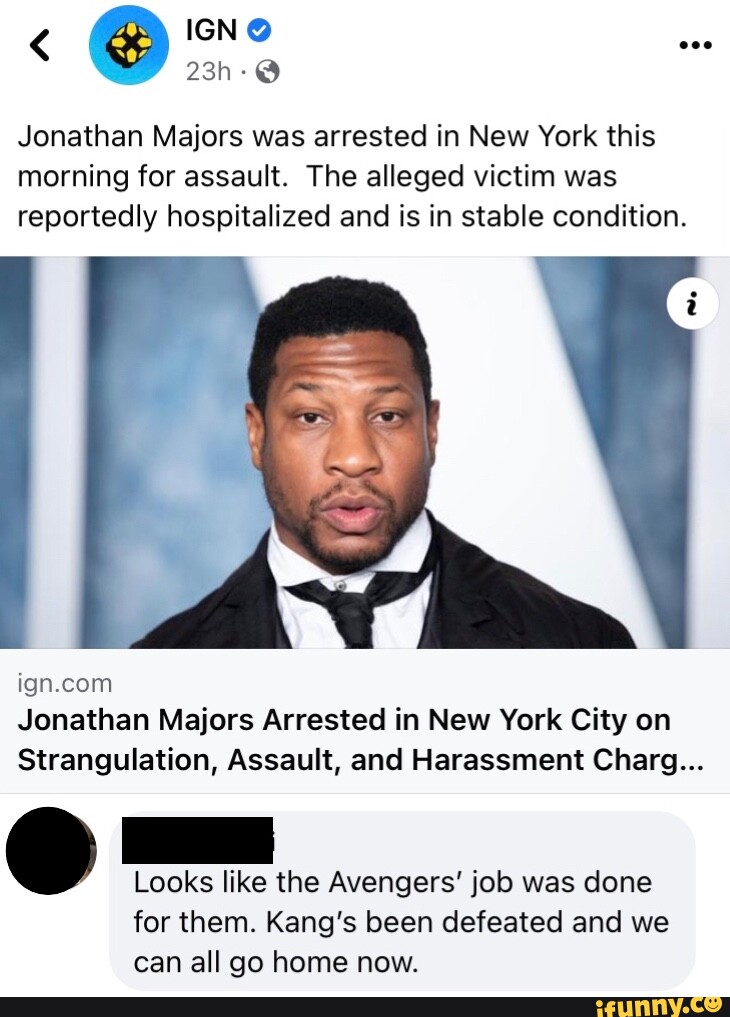 IGN Jonathan Majors was arrested in New York this morning for assault ...