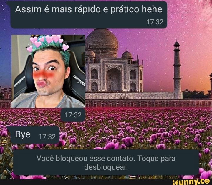 Assim é mais rápido e prático hehe
Bye
Você bloqueou esse contato. Toque para desbloquear.
