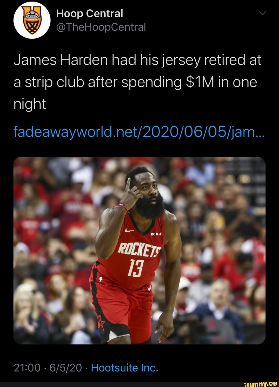 James Harden's jersey retired at strip club after spending $1m in