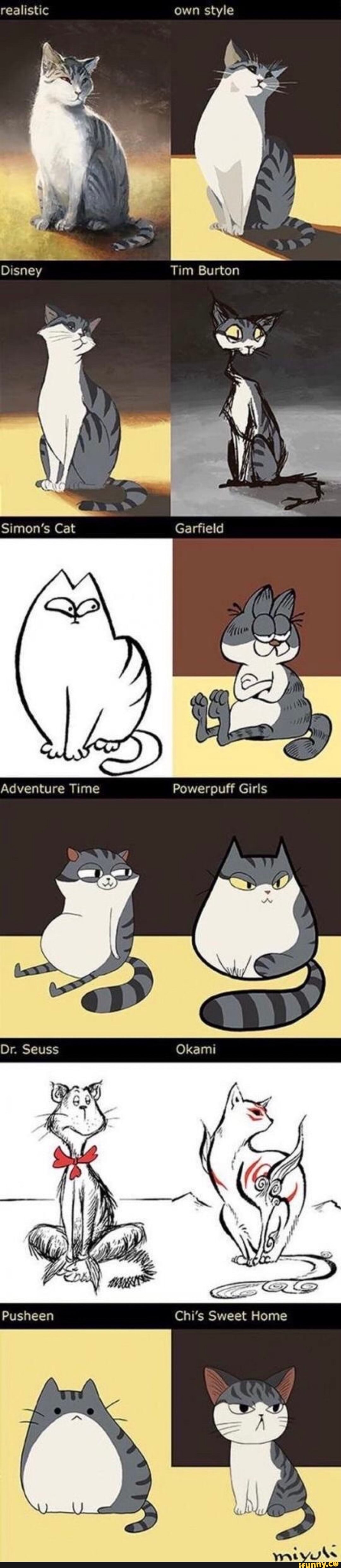 realistic own style
Disney Tim Burton
Al
Simon's Cat Garfield
Adventure Time Powerpuff Girls
Dr. Seuss Okami
Pusheen Chi's Sweet Home
UL
AN