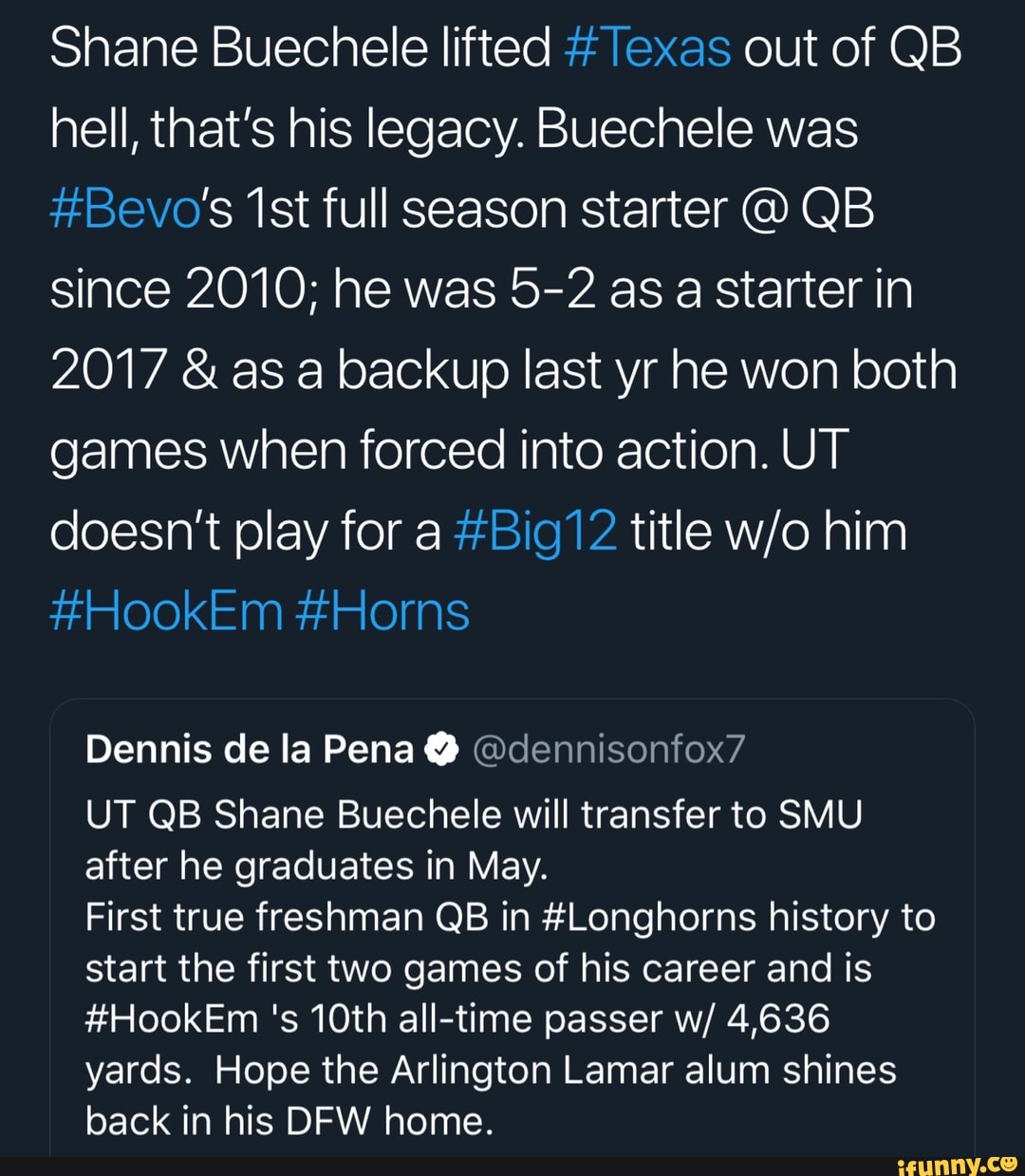 Longhorn Shane Buechele Transferring to SMU