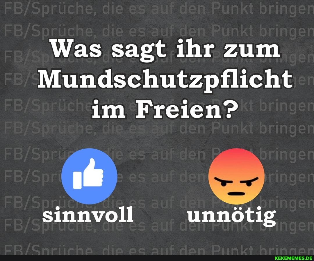 Was sagt ihr zum
Mundschutzpflicht im Freien?
sinnvoll unnötig