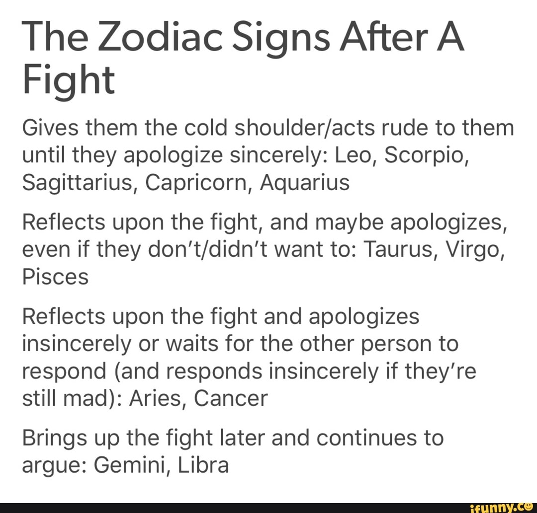 Which zodiac signs can fight?