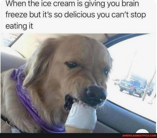 When the Ice cream Is giving you brain freeze but it's so delicious you can't stop eating it