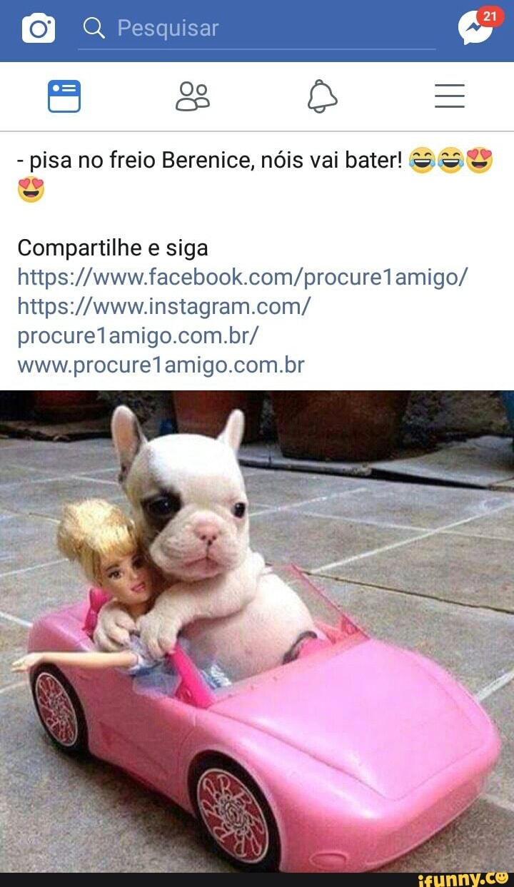 pisa no freio Berenice, nóis vai bater! 559
Compartilhe e siga
https://www.facebook.com/procure1amigo/
https://www.instagram.com/
procurelamigo.com.br/