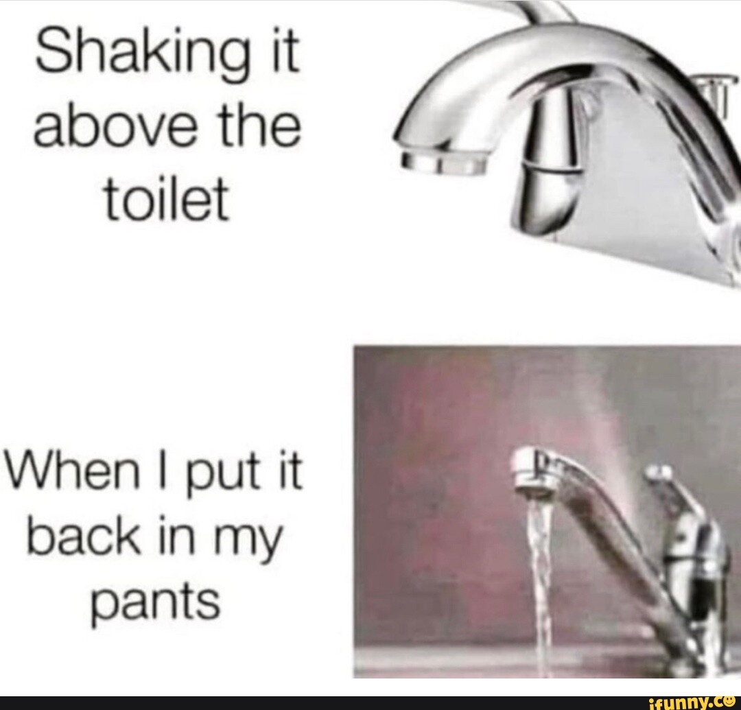 Shaking it above the toilet When I put it back in my pants - iFunny