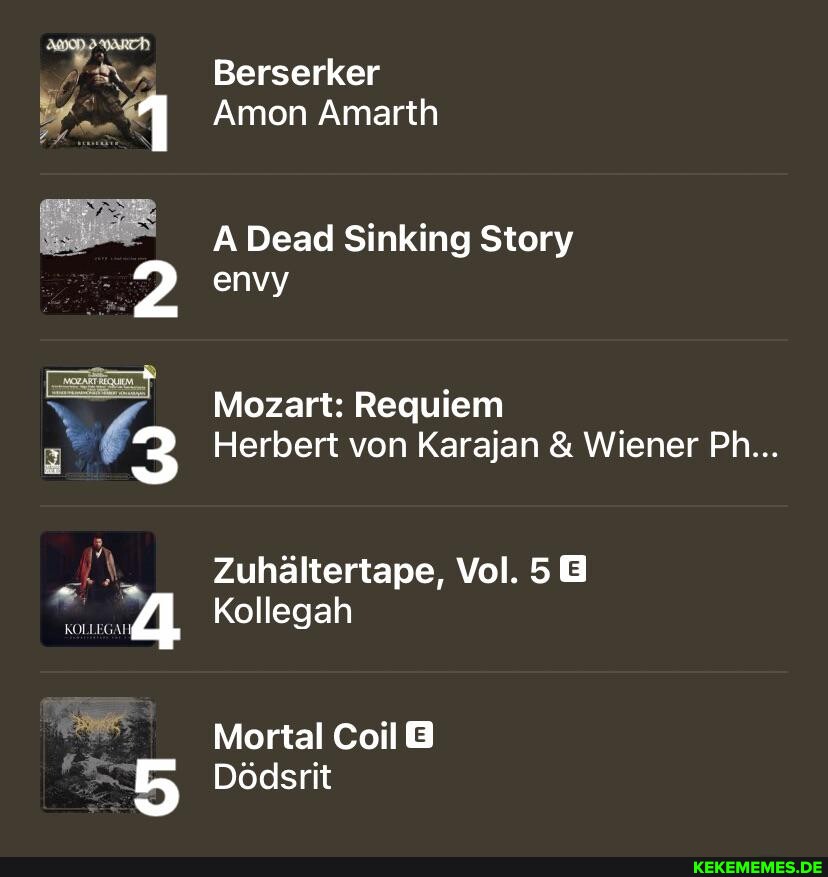 Berserker Amon Amarth A Dead Sinking Story envy Mozart: Requiem Herbert von Kara
