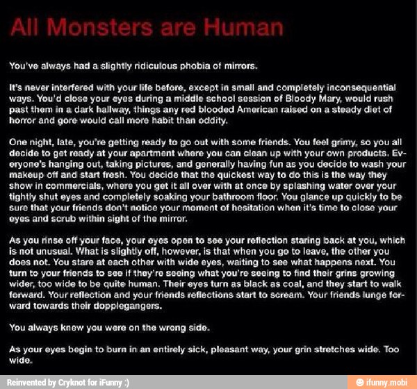 'You've always had a slightly ridiculous phobia of mirrors. It's never