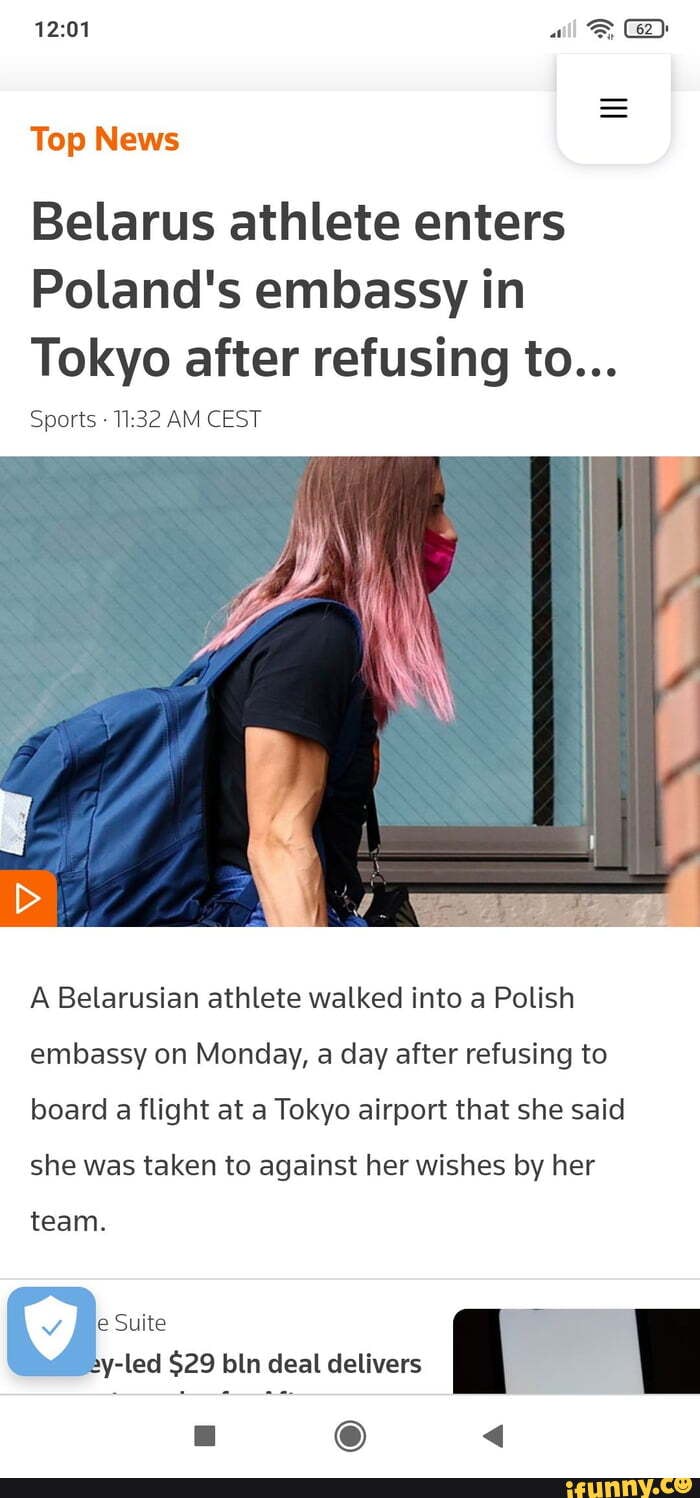 1201 Top News Ail Belarus Athlete Enters Poland S Embassy In Tokyo After Refusing To Sports