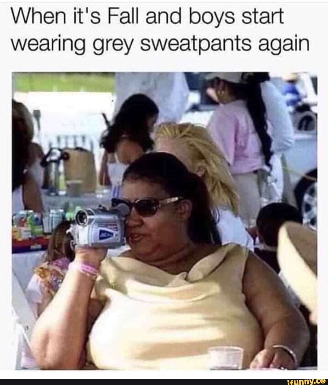 wearing grey sweatpants