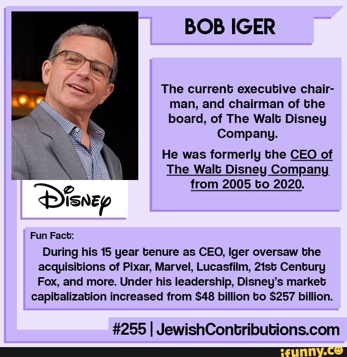 BOB IGER The current executive chair man, and chairman of the board