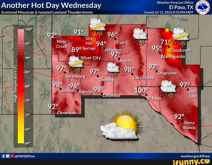 Another Hot Day Wednesday Scattered Mountain & Isolated Thunderstorms