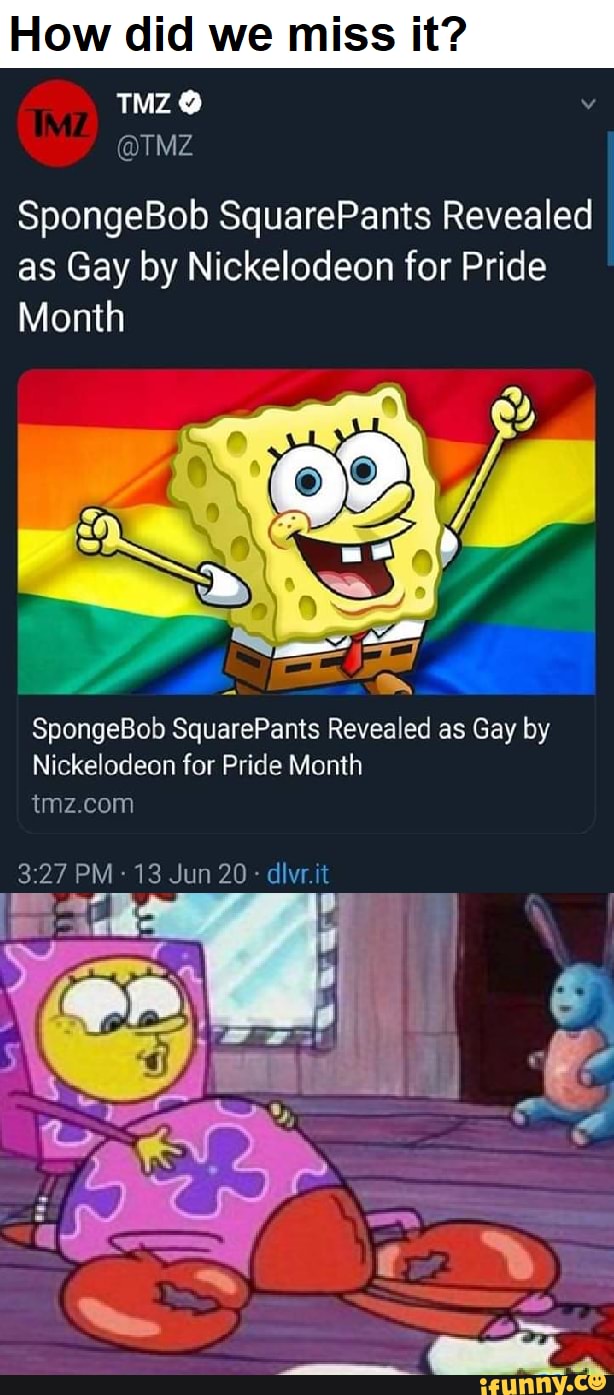 How Did We Miss It Spongebob Squarepants Revealed As Gay By Nickelodeon For Pride Month 