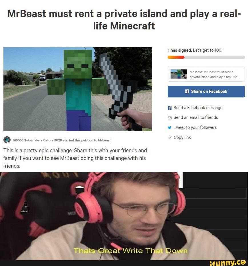 MrBeast must rent a private island and play a real- Iife Minecraft ...