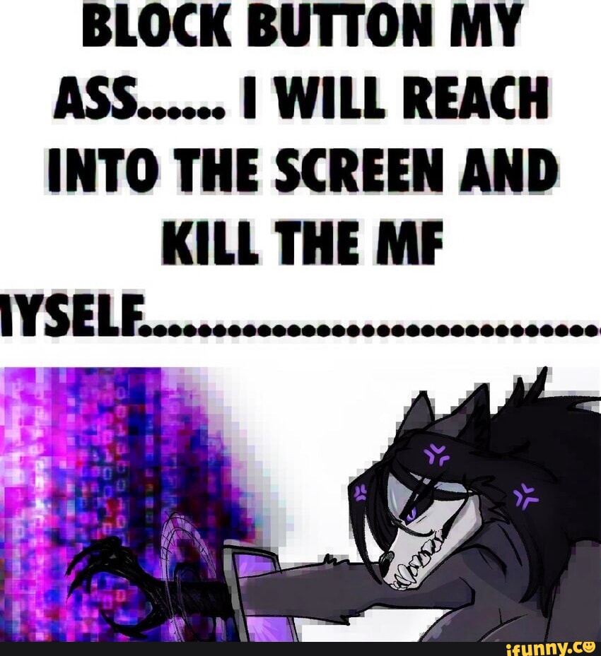 BLOCK BUTTON MY ASS...... I WILL REACH INTO THE SCREEN AND KILL THE MF -  iFunny