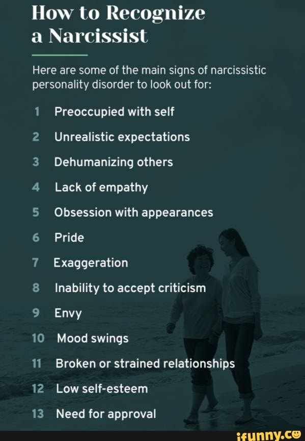 How to Recognize a Narcissist Here are some of the main signs of ...