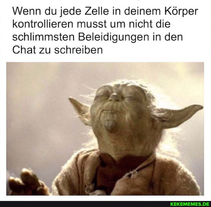 Wenn du jede Zelle in deinem Körper kontrollieren musst um nicht die schlimmsten Beleidigungen in den
Chat zu schreiben