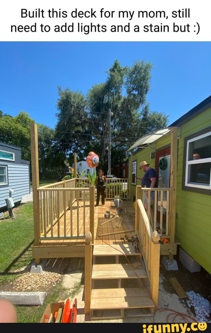 Built this deck for my mom, still need to add lights and a stain but