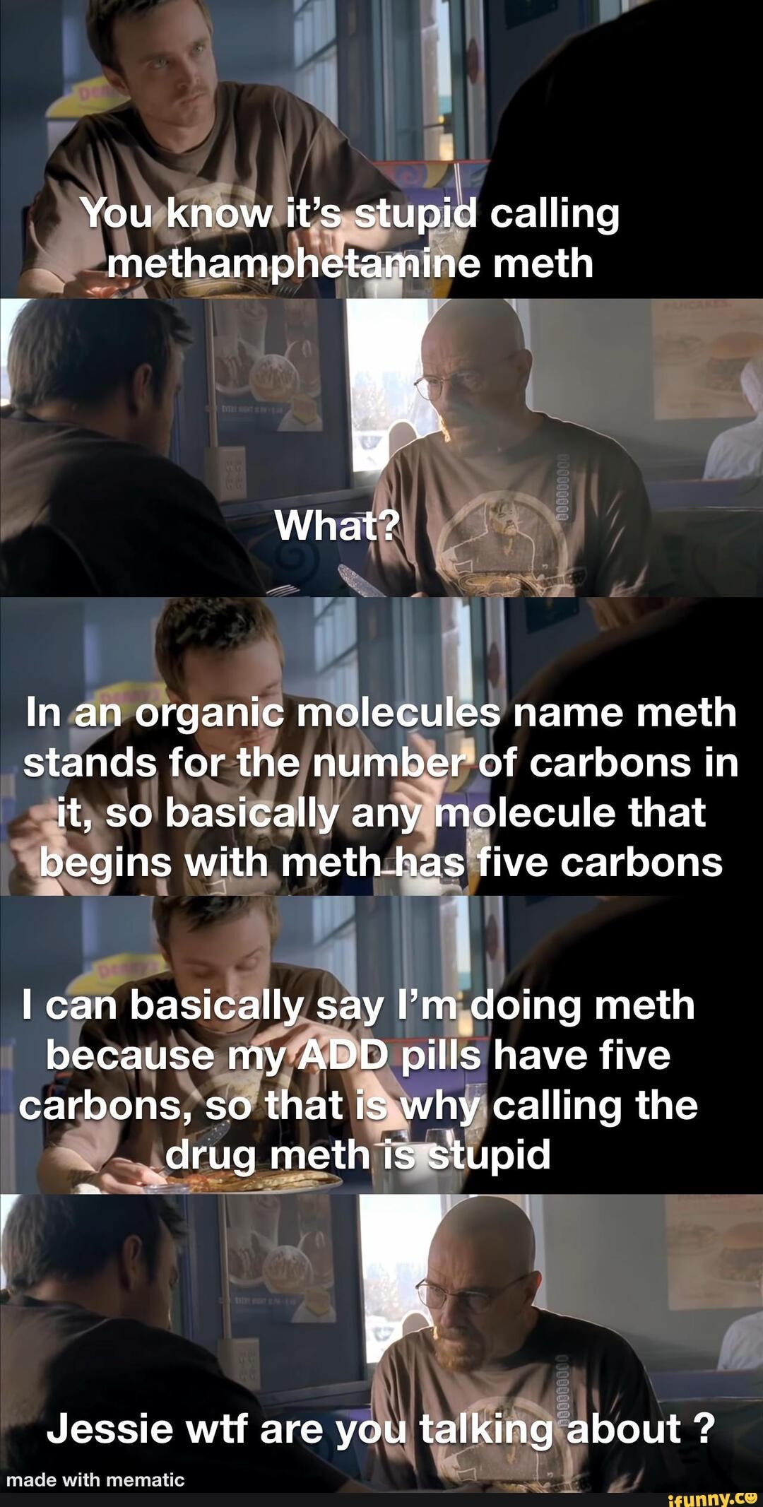 You know it's stupid calling methamphetamine meth What? 