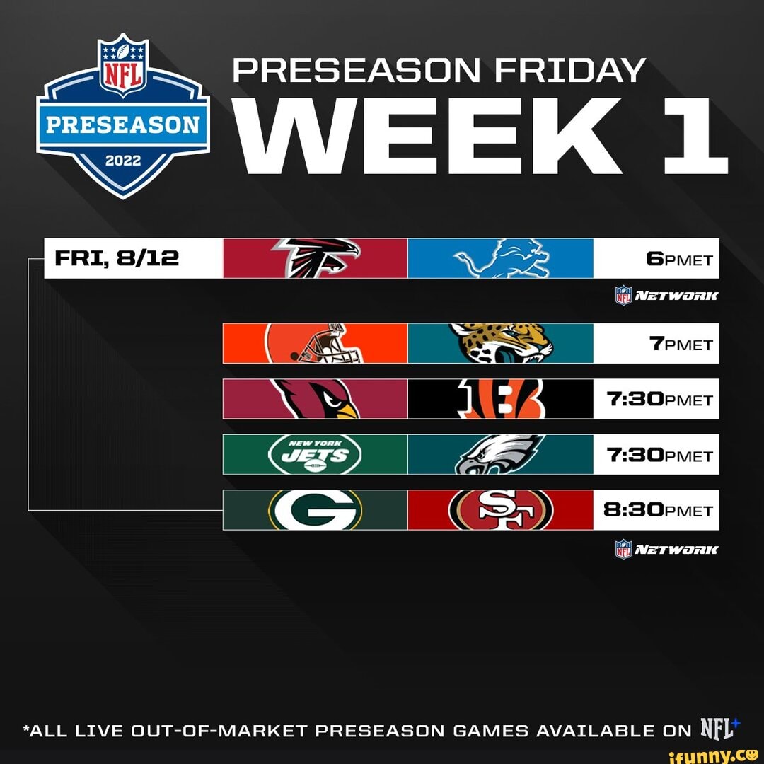 PRESEASON FRIDAY PRESEASON WEEK 'ES SS & *ALL LIVE OUTOFMARKET