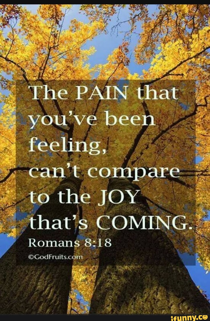 You've feeling. can't compare to the JOY that's COMING. af Romans