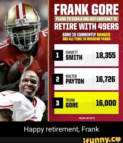 Frank Gore signs 1-day contract to retire a 49er