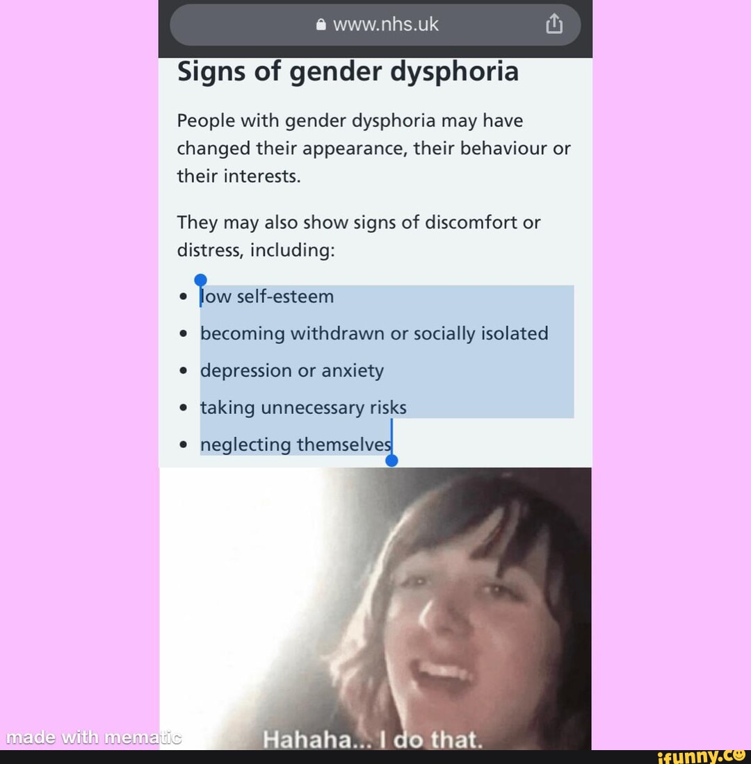Egg_irl www.nhs.uk Signs of gender dysphoria People with gender