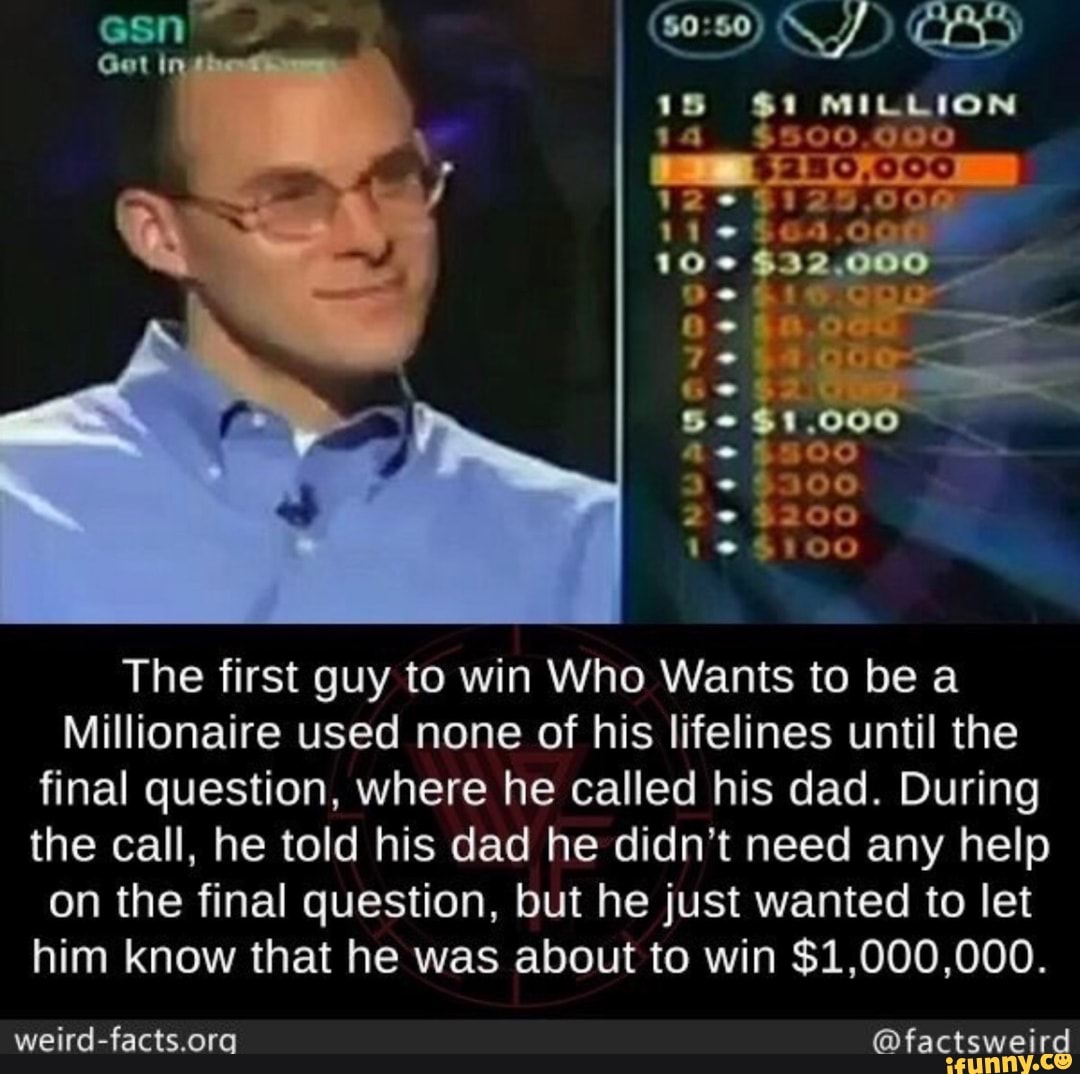 The first guy to win Who Wants to be a Millionaire used none of his ...