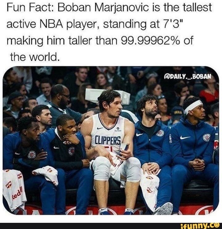 Fun Fact Boban Marjanovic is the tallest active NBA player, standing