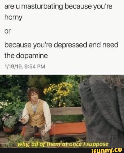 are umasturbating because you're
horny
or
because you're depressed and need
the dopamine