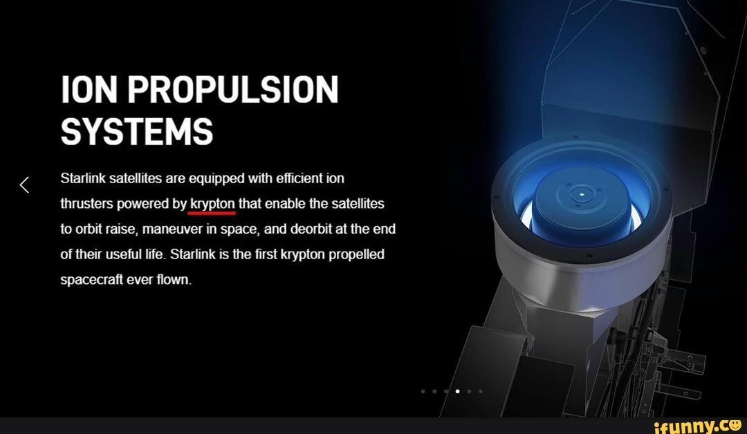 ION PROPULSION SYSTEMS Starlink satellites are equipped with efficient