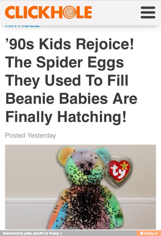 CLICKH@LE ’90s Kids Rejoice! The Spider Eggs They Used To Fill Beanie