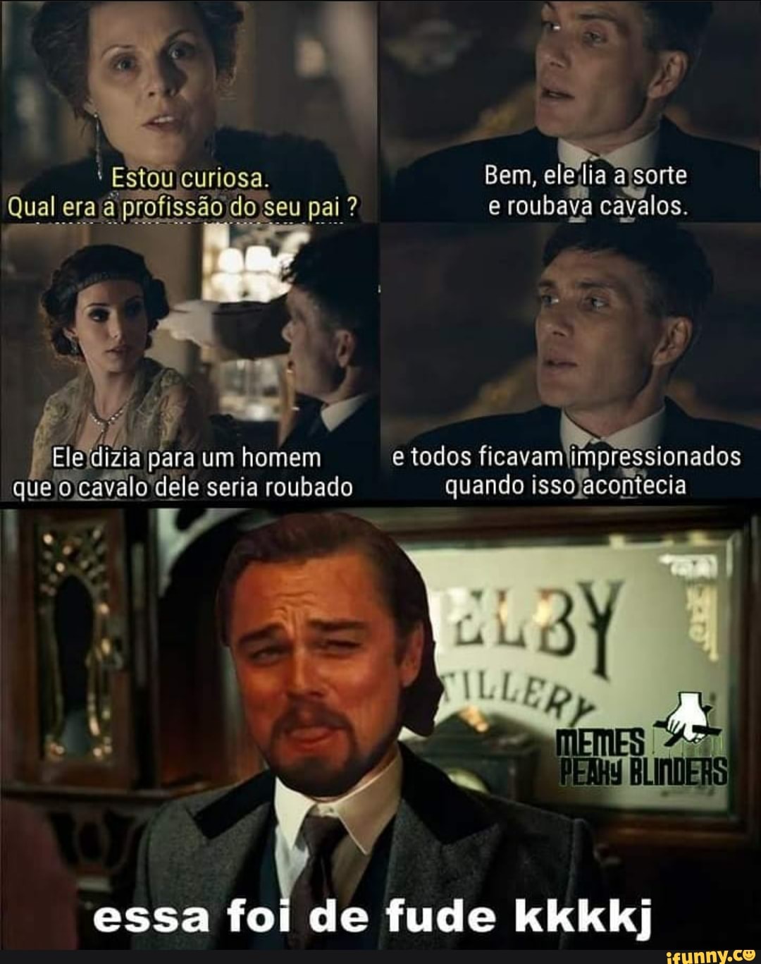 Estou curiosa. Bem, ele'lia
Qual era a profissão do seu pai ? e roubava cavalos.
Ele dizia para um homem e todos ficavam limpressionados que avalo 'dele seria roubado quando issojacontecia
essa foi de fude kkkkj