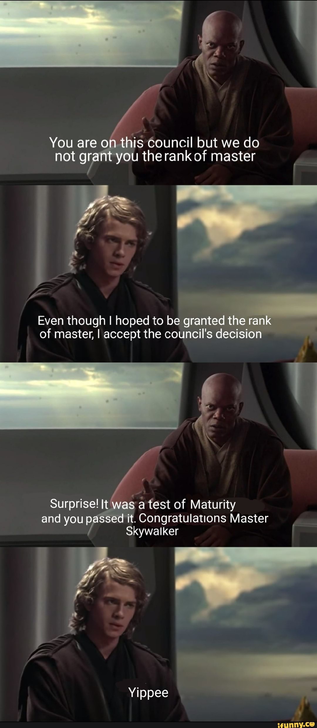 You are on this Council but we do not grant you the rank of master 