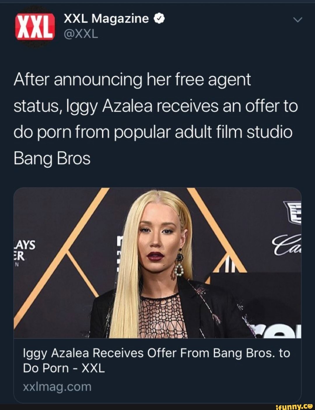 Iggy Azalea Porn - After announcing her free agent status, Iggy Azalea receives an offer to do  porn from popular adult film studio Rana Rms - iFunny :)