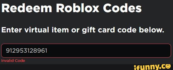 Roblox Redeem 1 Virtual Item Online Code 