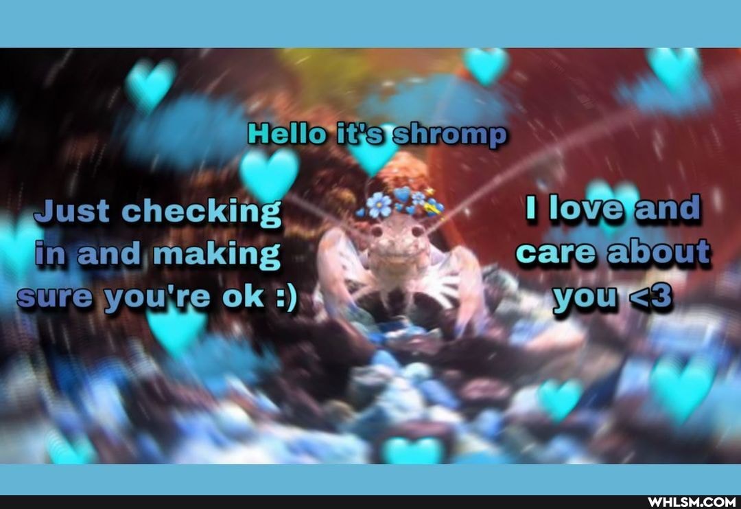 Just checking love and
in and making care about sure you'ge ok Yous