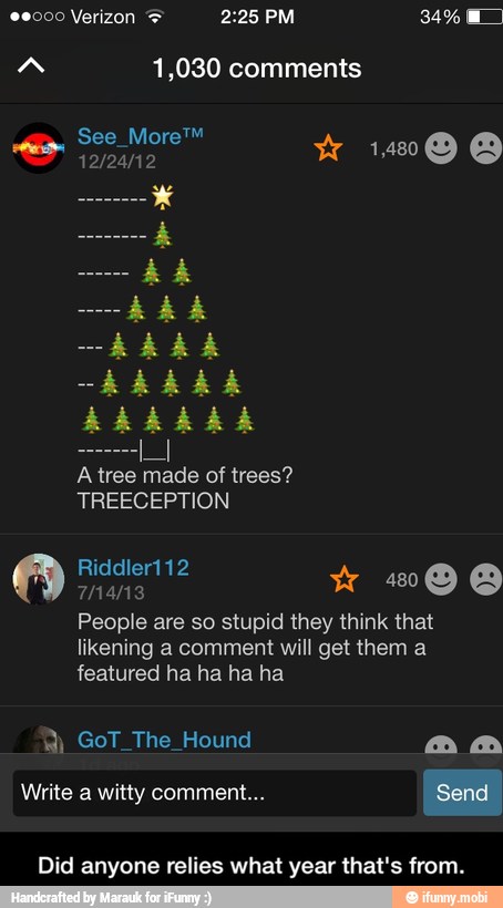 AÑ 1,030 comments
O
People are so stupid they think that
likening a comment will get them a
featured ha ha ha ha
Did anyone relies what year that's from. - Did anyone relies what year that's from.